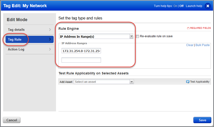 How to scan IP ranges using asset tags